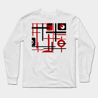 Red, black and white lines Long Sleeve T-Shirt